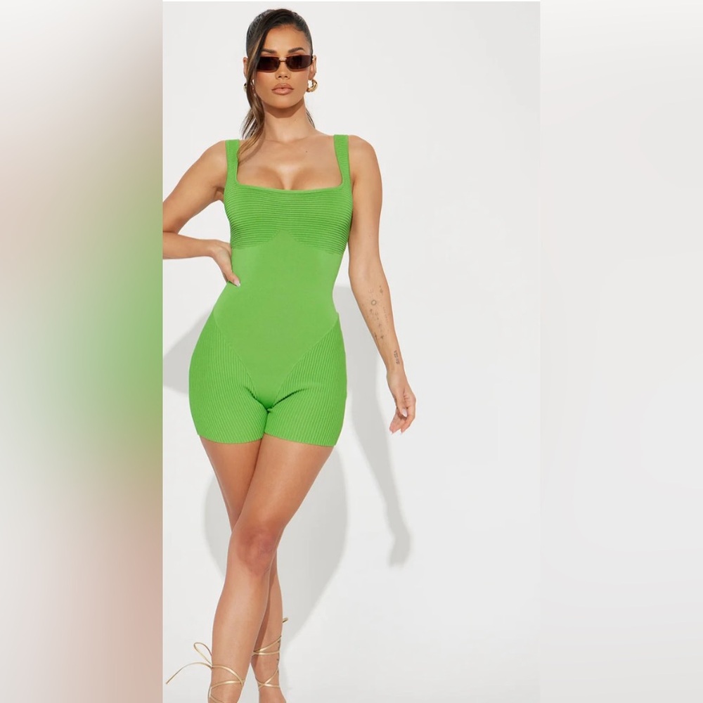 Electricity romper - lime green